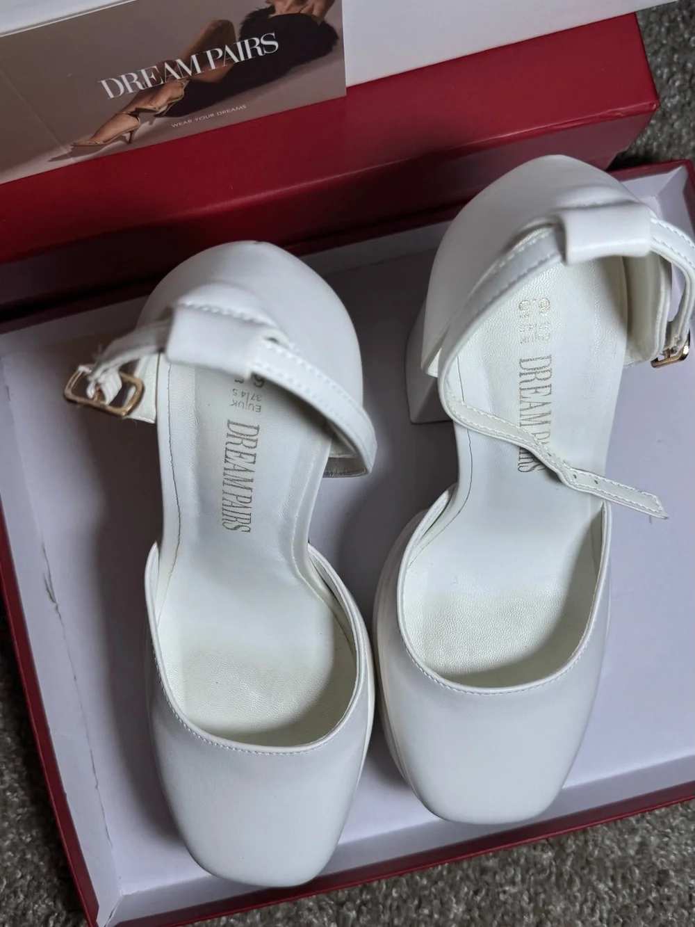 Dream Pairs White Platform Mary Jane Block Heels